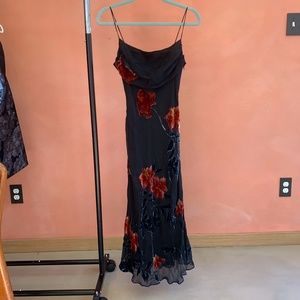 90's vintage burnout velvet floral slip dress